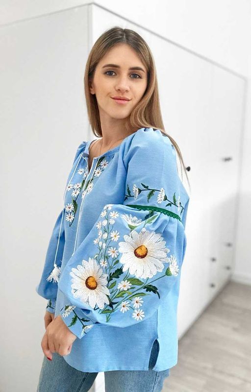 Haft damski Boho Romashka - niebieski, 48
