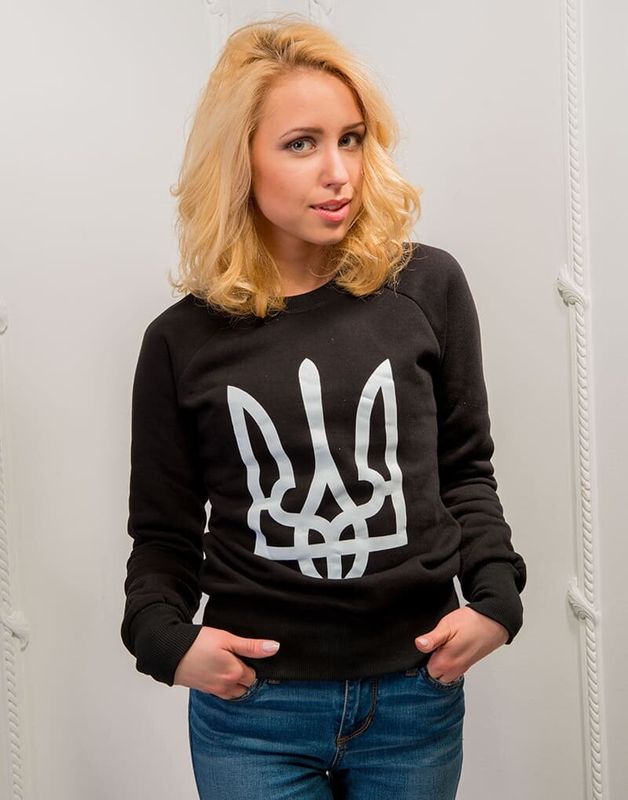 Women's jacket (sweatshirt) with a "White Trident" print, black color, S