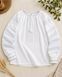 Women's embroidered shirt "Embroidered Paths" &mdash; milky-white linen with beige and blue embroidery., 42