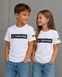 Children's white unisex patriotic UKRAINE T-shirt with the coat of arms and flag, 3-4 years